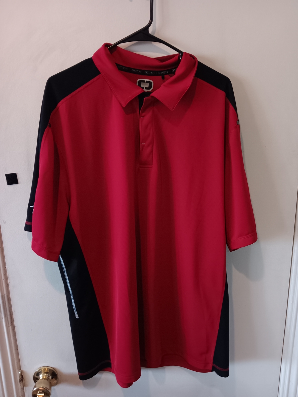 Men's Red Polo Shirt with Black Accents 2XL